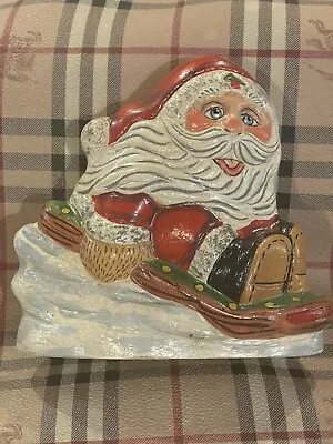 Vaillancourt Folk Art Santa On Toboggan - 2011 #26 - #11045 - 5.5  X 6.5  -Great • $139.95