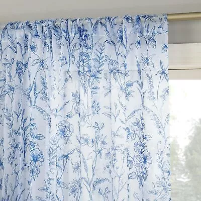 Ambree Vintage Floral Sheer Rod Pocket Curtain Panel 51  X 84  Chinoiserie ... • $21.34