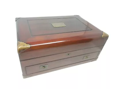 HANDSOME! Mahongany & Rosewood 20  SILVER CHEST Campiagn Style C.1910 ANTIQUE • $629.99