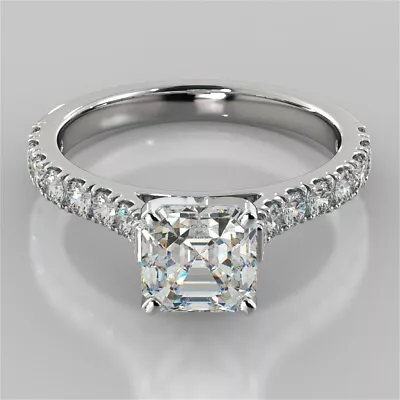 2Ct Ascher Cut Lab-Created Diamond Women's Engagement Ring 14K White Gold Plated • $89.24