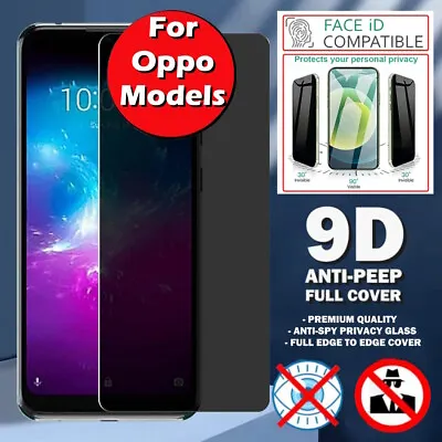 Privacy Screen Protector For Oppo Reno9 Pro A5 A17 Anti-Spy Tempered Glass Cover • £1.99