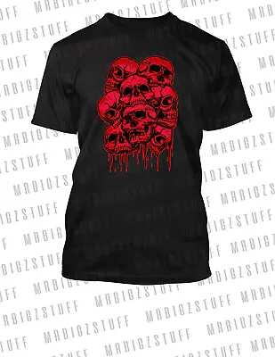 Red Skulls Graphic Sneaker Tee Skull Pile  Gothic T-Shirt Big & Tall Small T • $21.59