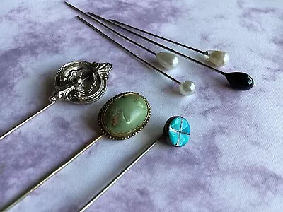 Vintage Genuine Green Turquoise ART Arthur Pepper Signed Stick Pin Jewelry LOT • $0.99