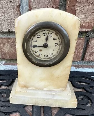 German Alabaster Marble Desk Shelf Mantel Clock With Personality!! Great Accent • $28