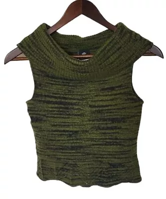 Versace Jeans Couture Sleeveless Wool Knit Cowl Neck Top Green Black Size Medium • $150