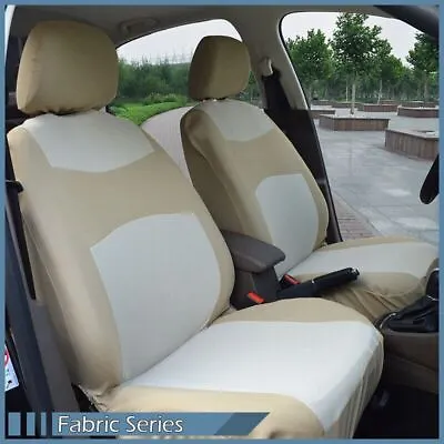 Pair Of Beige Fabric Car Seat Covers Compatible For Volkswagen (Video) • $15