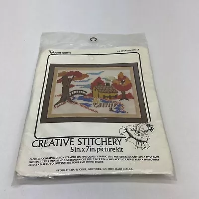 Vintage Vogart Crafts Creative Stitchery Kit Country Cottage #2110 Crewel • $14.44