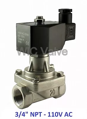 $149.99 • Buy 3/4  Inch Stainless Zero Differential Electric Solenoid Steam Valve NC 110V AC