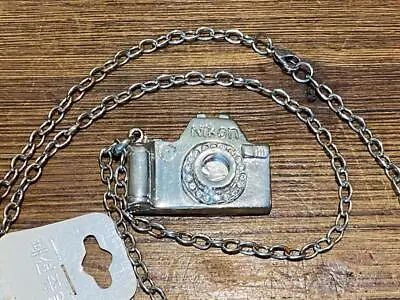 Blingy Stone Set Nikon Camera Pendant With 30 Inch Necklace Chain Cast Metal • £2.95
