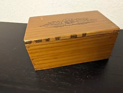 Vtg Wooden Trinket Storage Hinged Small Box 3.25 X5.5 X2.5  Flower • $10