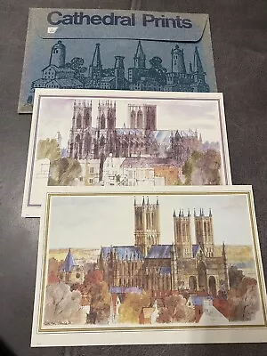 Readers Digest Cathedral Prints Of York Minster & Lincoln Cathedral • £3