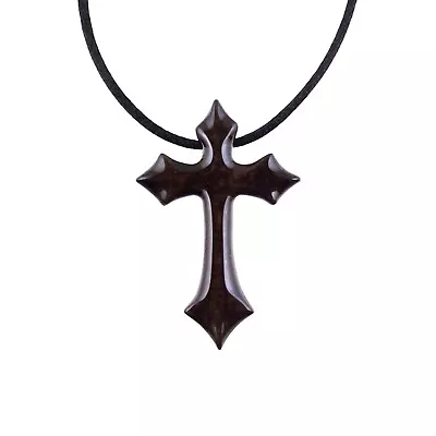 Wooden Cross Pendant Necklace For Men Handmade Christian Wood Jewelry • $23.95