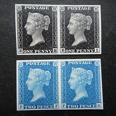 GB 1840 QV Stamps MNH Queen Victoria Official Block Penny Black & Pence Blue UK • £14.99