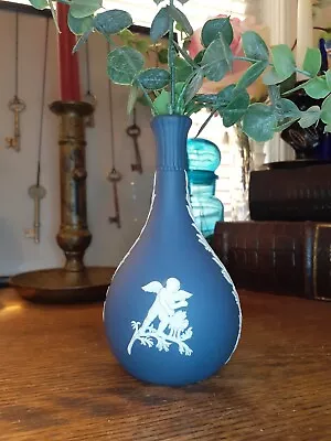Vintage Wedgwood Jasperware Cherub/Cupid Bud Vase Dark Blue • $14