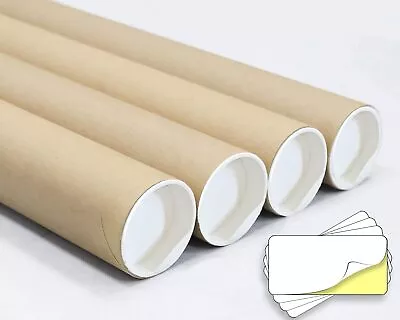 4-Pack Cardboard Mailing Tubes (2 X15 ) With 4 Adhesive Blank Labels - Secure... • $25.66