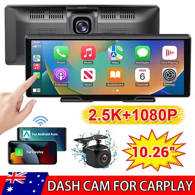 2.5K 10.26'' Touch Dash Camera Cam Dual Car Recorder For CarPlay Android Auto AU • $126.89