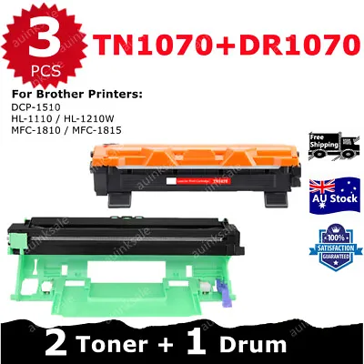 Comb Compatible 2X Toner TN-1070 + 1X Drum DR-1070 For Brother HL1110 MFC1810 • $38