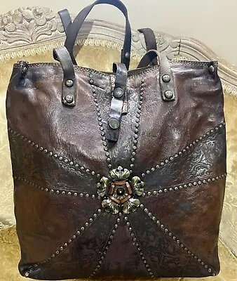 Campomaggi Studded & Embossed Italian Leather Bag • $420