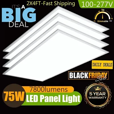 2x4Ft 75W Flat Daylight Panel LED Lights Indoor Drop Ceiling Office Light 4Pack • $208