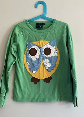 MINI BODEN Green Long Sleeve Floral Owl Animal Applique Shirt Size 9 10 • $2.99