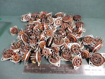 Huge Lot Of Vacuum Tube Sockets Used Brown 7 And 9 Pin • $50