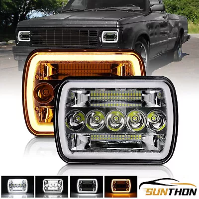 Pair 7X6 LED Headlights Hi/Lo DRL Turn Signal For 82-93 Chevy S10 Blazer GMC S15 • $37.99