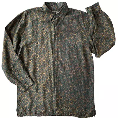 Vintage ROBERT STOCK Shirt Mens XL 100% Silk Long Sleeve Button Up • $20