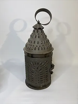 Vintage Antique Punched Tin Candle Holder Hanging Standing Lantern Light Lamp • $54