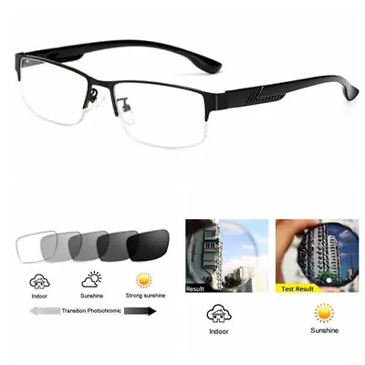 Mens Bifocal Brushed Metal Alloy Bifocal Transition Photochromic Reading Glasses • £15.59