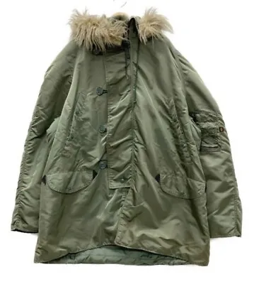 ALPHA INDUSTRIES N-3B COLD WEATHER PARKA COAT KHAKI SIZE LARGE 1990s VINTAGE • $129