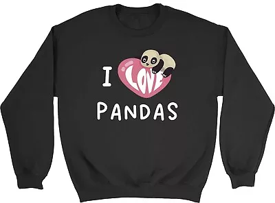 I Love Pandas Kids Sweatshirt Bamboo Panda Lover Kawaai Boys Girls Gift Jumper • £12.99