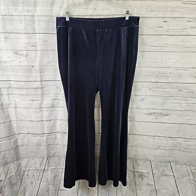 Lane Bryant Womens Velvet Pants Sz 16 Blue Pull On High Rise • $11.99