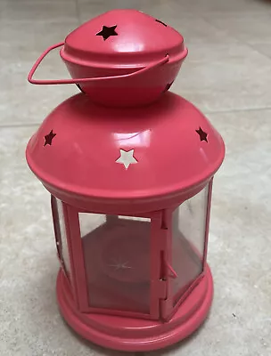 IKEA ROTERA Tealight Candle Metal Glass Lantern 20529 Pink Coral Cutout Stars 8  • $13.90