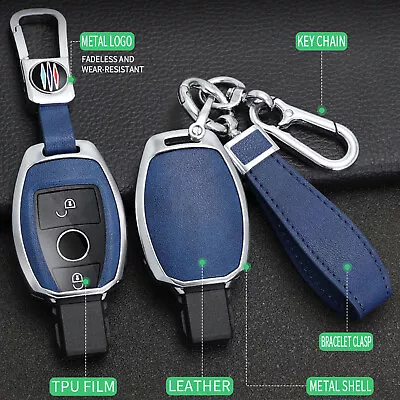 Case Cover For Mercedes Benz GLC CLS C E S Class Zinc Alloy Leather Car Key Fob • $17.89