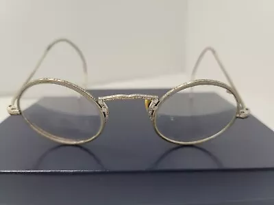 Antique Wire Rim Eye Glasses Round Marked REBEL Ornate Etchings Spectacles 1920s • $20