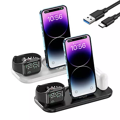 3in1 Charging Station Dock Charger Stand For IWatch 8/SE/7/6 IPhone 14 12 XS 11 • £11.89
