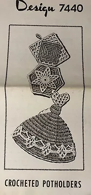 #7440 Vintage Potholders X 3 Pattern To CROCHET  (Reproduction) • $7.99