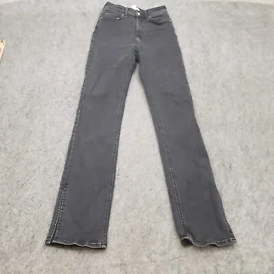 H&M Jeans Womens 6 Black Bootcut Denim Casual Pockets Low Ankle Slit 24x30 * • $17.99