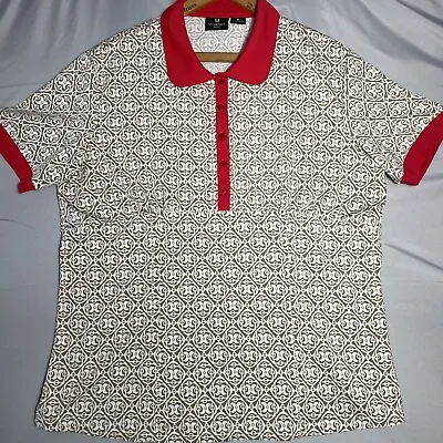 Vuarnet Sport Womens Golf Short Sleeve Polo Size XL Vintage Red Collar Stretch • $12.08