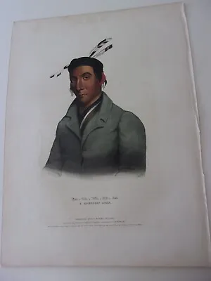 Original McKenney And Hall FOLIO Portrait Print 1838: KA-TA-WA-BE-DA-A Chippewa. • $224.99