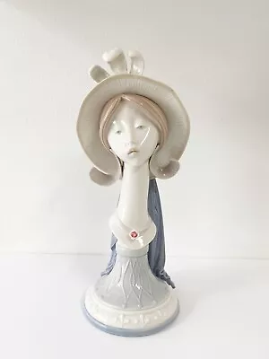 Lladro Girls Head Bust Hat With Feathers 5150 Jose Puche 12 3/4  Large • $499.99