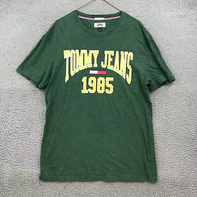 Tommy Hilfiger Shirt Adult Medium Green 1985 Spellout Flag Short Sleeve 31536 • $16.99