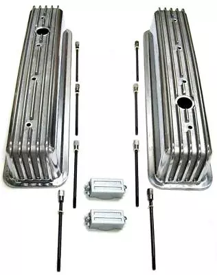 Finned Aluminum Center Bolt Valve Covers Chevy 305 Vortec TBI Tall 5.0 5.7 350 • $88.87