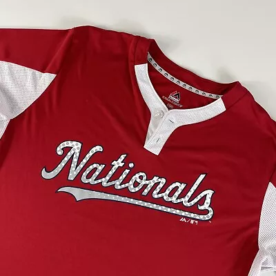 Washington Nationals T Shirt Jersey Coolbase MLB Graphic Baseball Sz L Red Mens • $9.63