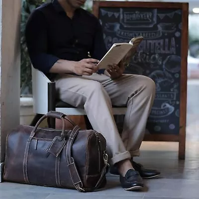 Handmade Leather Travel Duffel Bag - Airplane Underseat Carry On Bags By • £145.36