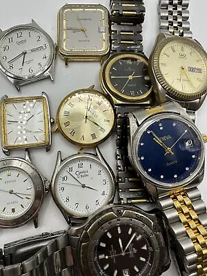 Lot Of 10 Mens Junk Watches Project Diy Not Working Geneva QQ Cantina Solar • $91.03