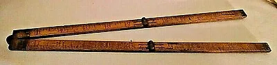 Folding Ruler Yardstick 24 Inch Brass Wood Collapsible Rule Unmarked Vintage. • $19.99