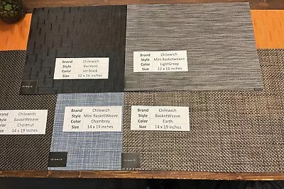 CHILEWICH Placemats: EARTH CHESTNUT CHAMBRAY;  JET BLACK LIGHTGREY! NEW! • $14.99