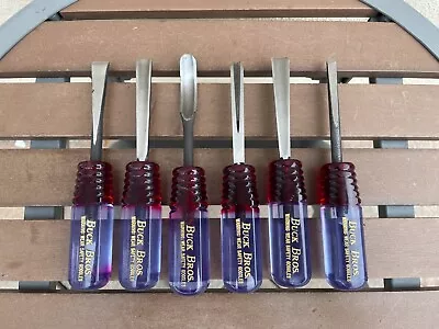 Buck Bros. Set Of 6 Wood Carving Chisels Tools Plastic Handles 6  Pre-Owned  • $12