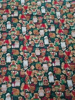 Vintage Wamsutta Hallmark Cards Inc Scattered Teddy Bears Cotton Fabric 3.9 Yds • $27